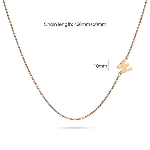 Bold Alphabet Letter Initial Charm Necklace in Rose Gold Tone